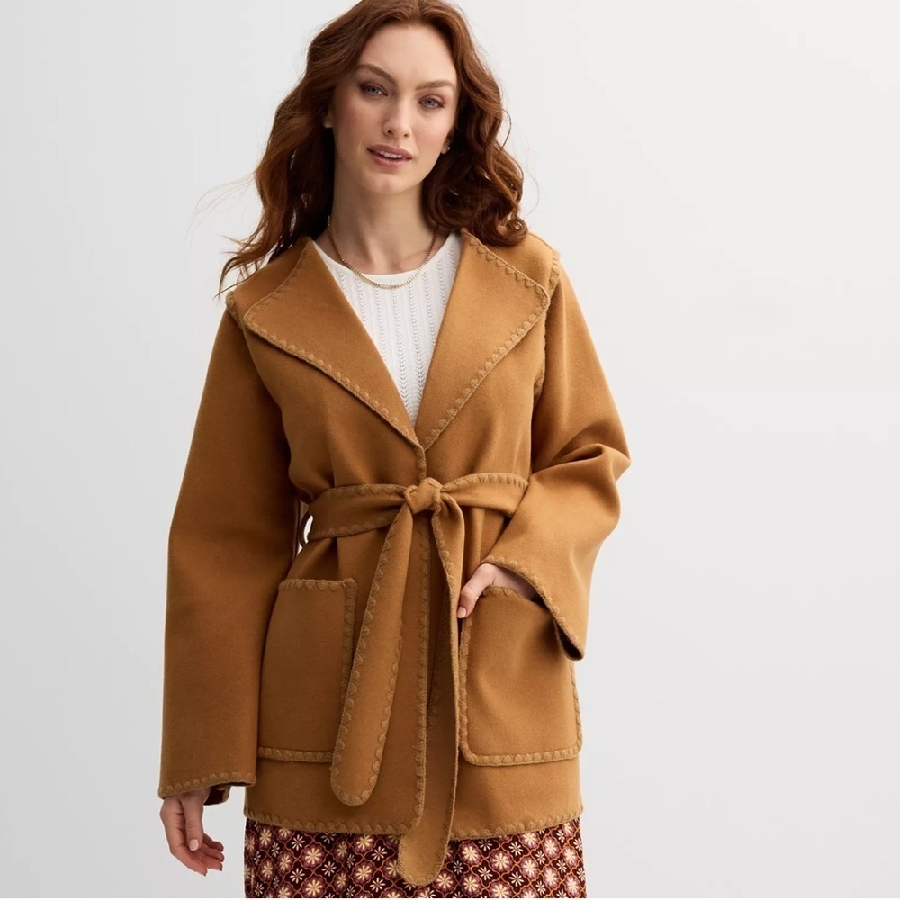 Draper James Blanket Stitch Jacket Brown